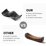 Black marble chopstick rests vs wood chopstick rests comparison — natural marble material is easy to clean and durable while wood is susceptible to corrosion and has short service life — stone chopstick holder by Speshstones