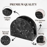Natural black marble napkin holder with smooth edges and upright design