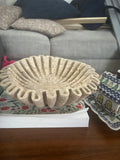 Marble Ruffle Bowl — Hand-Carved Scalloped Decorative Bowl for Coffee Table, Keys & Fruit