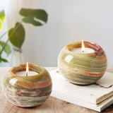 Marble Tealight Candle Holder Set of 2 — Decorative Centerpiece Candle Holder in 3 Sizes & 6 Stone Colors