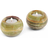 Marble Tealight Candle Holder Set of 2 — Decorative Centerpiece Candle Holder in 3 Sizes & 6 Stone Colors