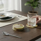 Travertine Round Coaster Set of 6 with Holder — Natural Stone Drink Coasters & Home Decor