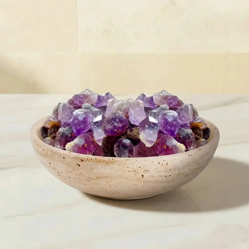 Travertine Bowl — Natural Stone Serving Bowl & Fruit Bowl in 3 Sizes for Kitchen & Dining