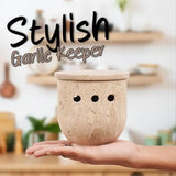 Garlic Keeper - Marble Garlic Jar & Storage Container for Fresh Garlic