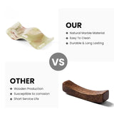 Green onyx marble chopstick rests vs wood chopstick rests comparison — natural marble material is easy to clean and durable while wood is susceptible to corrosion and has short service life — stone chopstick holder by Speshstones