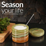 Decorative green marble salt and pepper container for table use