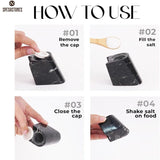 How to refill and use marble salt and pepper shakers with tray and toothpick holder in black
