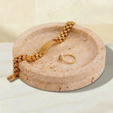 Marble Jewelry Tray — Round Stone Jewelry Organizer Tray & Ring Dish in 6 Natural Stone Colors