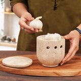Garlic Keeper - Marble Garlic Jar & Storage Container for Fresh Garlic