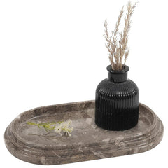 Marble Oval Tray – Multi-Purpose Vanity, Food, and Decorative Stone Tray for Bathroom, Dresser & Kitchen