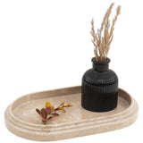 Marble Oval Tray for perfume, jewelry, and candle display on dining or bathroom countertop in verona with white background