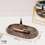 Size guide of marble oval tray in oceanic for vanity, food, or decor use