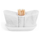 Marble salt and pepper shakers set with tray and holder in white