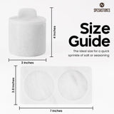 Size chart for white marble salt cellar with 2 jars and tray included