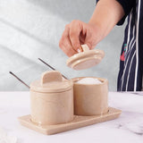 Elegant marble salt and sugar containers in verona displayed on kitchen countertop