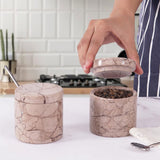 marinara salt and pepper container set displayed on kitchen countertop