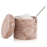 marinara marble salt cellar with lid and spoon
