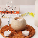 Size guide image for medium travertine marble tea light candle holders