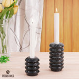 Holiday Candle Holder – Black Marble Stone Candlestick for Table Centerpiece