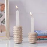 Modern Travertine Candlestick Holder for Minimalist Table Settings