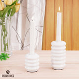 Holiday Candle Holder – White Marble Stone Candlestick for Table Centerpiece