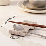 Size guide showing natural brown marble chopstick rests — 3.5 inch length and 0.6 inch width — natural stone chopstick holder and knife rest set of 2 by Speshstones