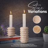 Stone variations featuring natural travertine with unique textures and color patterns for Speshstones products