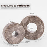 Size chart showing 5-inch height and diameter of oceanic marble candle holders