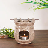 Oceanic Marble Candle-powered oil burner with felt bottom base and tealight inside