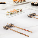 Oceanic marble chopstick rests in formal dinner party place setting — natural stone chopstick holder and knife rest for entertaining and hosting by Speshstones