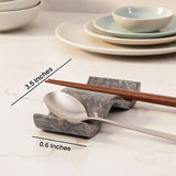 Size guide showing oceanic marble chopstick rests — 3.5 inch length and 0.6 inch width — natural stone chopstick holder and knife rest set of 2 by Speshstones