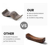 Oceanic marble chopstick rests vs wood chopstick rests comparison — natural marble material is easy to clean and durable while wood is susceptible to corrosion and has short service life — stone chopstick holder by Speshstones