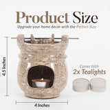 Dimensions and size chart for oceanic marble oil burner and wax warmer