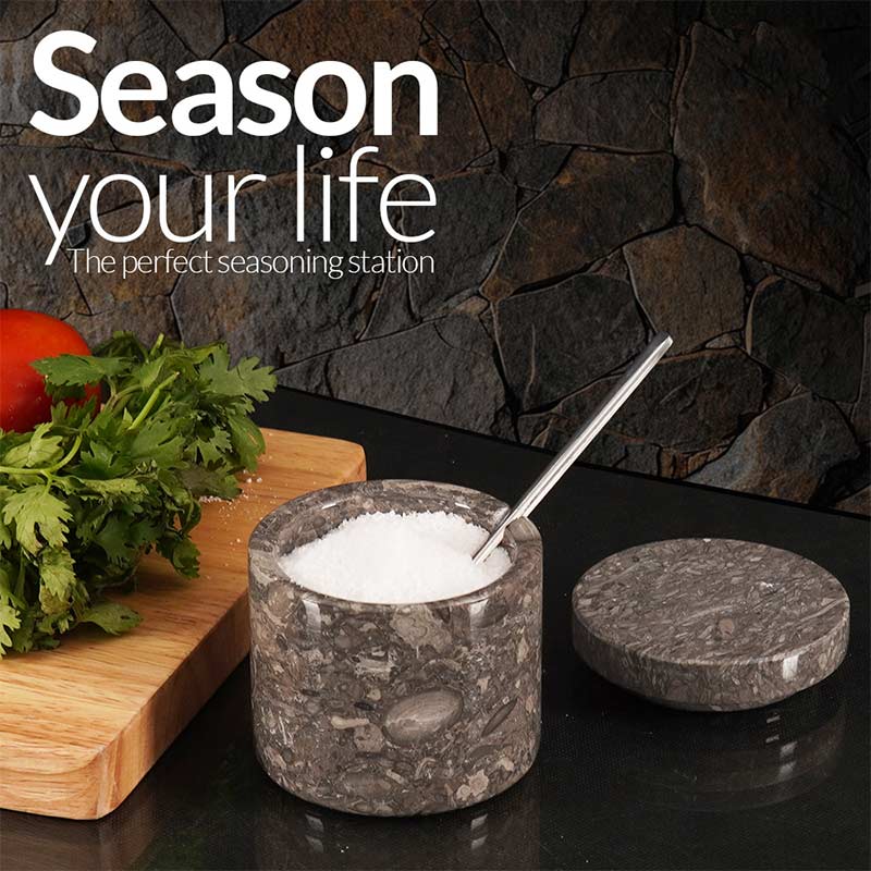 Decorative oceanic marble salt and pepper container for table use