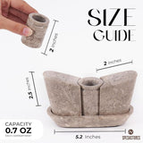 Size dimensions for salt and pepper shakers with tray in oceanic