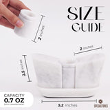 Size dimensions for salt and pepper shakers with tray in white