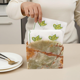 Marble Napkin Holder — White Onyx & Travertine Stone Tissue Holder & Marble Tissue Organizer