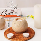 Size guide image for small travertine marble tea light candle holders