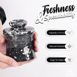 Black Marble French butter crock showing capacity and natural stone material