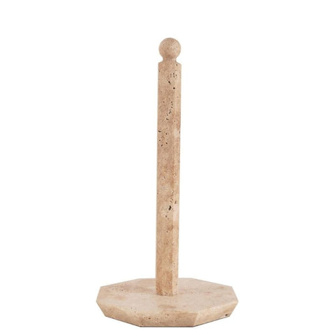 Travertine Marble Paper Towel Holder – Freestanding Natural Stone Roll Stand for Kitchen & Bathroom