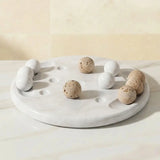 Marble Tic Tac Toe Game Set – White & Travertine Outdoor Coffee Table Board Game