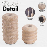 Close-up of Travertine Candle Holder – Natural Stone Grain and Craftsmanship Details