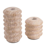 Travertine Candle Holder – Natural Stone Candlestick for Dining Table and Home Decor with white background