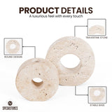 Close-up of travertine texture and craftsmanship of the 5-inch candle holder