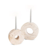 Front view of 5-inch travertine candle holders set of 2 by Speshstones