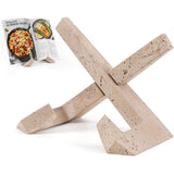 Travertine marble cookbook stand — natural stone recipe book stand for kitchen counter