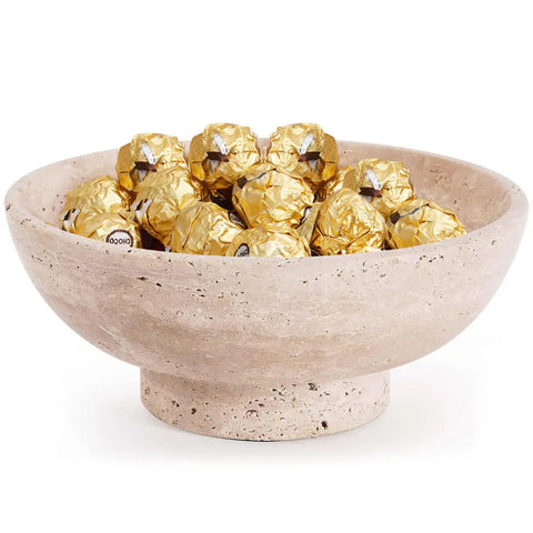 Travertine Marble Fruit Dish – Multi-Purpose Stone Serving Bowl for Kitchen & Dining