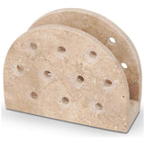 Travertine marble napkin and tissue holder for bathroom and kitchen table with white background