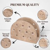 Natural travertine marble napkin holder with smooth edges and upright design