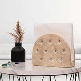 Coordinated paper towel and napkin holder set in travertine marble